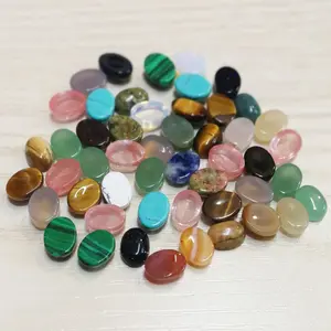 6x8mm Cabochon Beads Natural Stone Beads for Jewelry Making Natural Stone Oval Beads Crystal Quartz Stone for Jewelry DIY