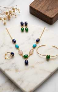 Gold Plated Brass Bohemia Vintage <b>Set</b> Natural Pearl Necklace <b>Earrings</b> <b>Bracelet</b> Ring Women Wedding Engagement Anniversary Party - Product Image 3