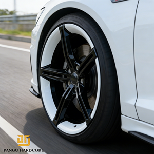 Rines de Aleación Forjados de 18/19/20/21 Pulgadas, 5 Radios, PCD 5x112/5x114.3, Negro Brillante con Borde Blanco, para Modificación de Autos Personalizados - Product Image 5