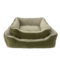 Lit pour animaux de compagnie (chien et chat) moderne, classique, rectangulaire, luxueux, confortable, en velours et lin, imperméable, antidérapant, écologique, lavable, de haute qualité