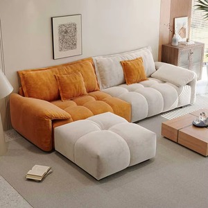 2025 usine prix de gros tissu canapé technologie flanelle pin bois intérieur minimaliste canapé canapé avec bras encastré oreiller dos - Product Image 2