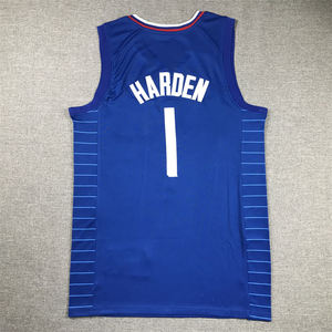 Ballon de basket-ball pour hommes, brodé et cousu, noir, bleu, blanc, vente en gros et haute qualité, 2025 # 1 <span class=keywords><strong>maillot</strong></span> de James Harden des <span class=keywords><strong>Clippers</strong></span> - Product Image 4