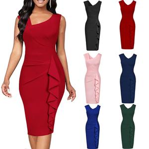 Abito Mini <span class=keywords><strong>Elegante</strong></span> e Aderente da <span class=keywords><strong>Donna</strong></span>, <span class=keywords><strong>Abbigliamento</strong></span> <span class=keywords><strong>Casual</strong></span> Senza Maniche con Collo Tinta Unita - Product Image 6