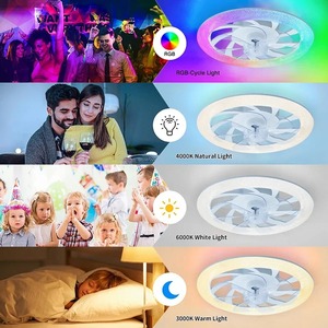 LED <b>Ceiling</b> Fan <b>Light</b>, Modern Imitation Crystal Diamond <b>Remote</b> <b>Control</b>, RGB Color Dimming Ventilation Fan, Home Bedroom Lighting - Product Image 5