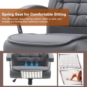 Silla de Oficina de Cuero PU Negra con Asiento de Resorte Grande, Respaldo Alto, Giratoria, para CEO, Jefe, Ejecutivo - Product Image 5