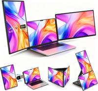 Écran triple pour ordinateur portable de 16 pouces, moniteur IPS 1200P, portable, plug & play, rotation, écran détachable, compatible avec Windows/Mac