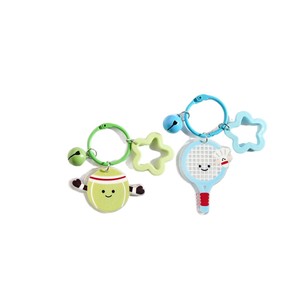 <strong>Cute</strong> Cartoon Sports Keychain Bag Charm with Bell for Badminton Ping Pong Soccer Football Rugby Tennis <strong>Earphone</strong> Bag Gift - Product Image 5