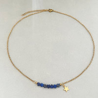 Collier de perles pour femme en acier inoxydable plaqué or PVD 18 carats avec pendentif étoile en pierre naturelle, chaîne délicate style bohème, vente en gros