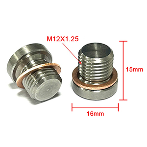 ซีรีส์ M12 ใหม่ (1.25/1.5/1.75) ปลั๊กหกเหลี่ยมสแตนเลสเกรดสูง 304 พร้อมแหวนซีลทองแดง ป้องกันการรั่วซึม ชุบนิกเกิล สำหรับเครื่องยนต์ - Product Image 5