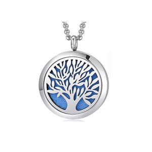 Collar Difusor de Aceites Esenciales de Acero Inoxidable con Árbol de la Vida Dorado, Medallón para Perfume, Colgante de Aromaterapia - Product Image 5