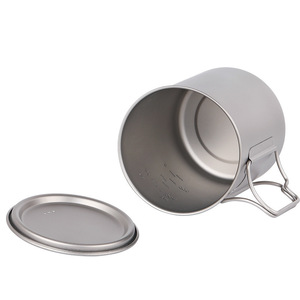 Tasse de camping en titane OEM avec logo personnalisé, 350-750 ml, à paroi simple, non isolée, prix d'usine en gros, poignée pliable, mug de randonnée - Product Image 2