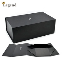 Boîte à chaussures pliable noir mat, Logo personnalisé en carton rigide, emballage magnétique, cadeau, offre spéciale,