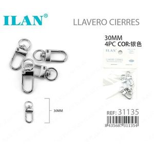 Set di 4 fermagli portachiavi ILAN da 30 mm in argento per borse e accessori - Product Image 1