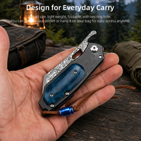 Couteau EDC en acier Damas, idéal pour le camping et la randonnée, avec manche en bois, petit couteau pliant de poche pour hommes et femmes