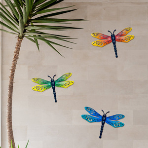 Décoration <span class=keywords><strong>murale</strong></span> en métal en forme de libellule, art de clôture de <span class=keywords><strong>jardin</strong></span> d'extérieur, décorations suspendues pour salon, chambre à coucher - Product Image 2