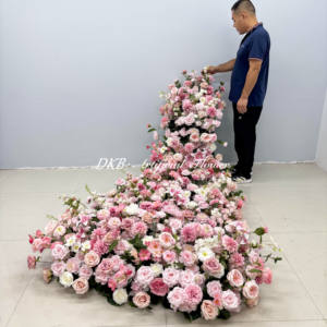 Op Maat Gemaakte Stof Kunstbloemen Voor Bruiloft Thanksgiving Valentijnsdag Decoratie Strip Slinger Flower Runner Voor Muur - Product Image 1
