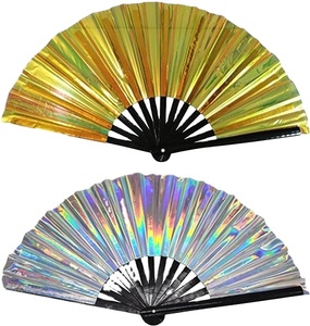 Abanico de Bambú Holográfico para Mujer, Abanico Plegable Grande para Festivales, Abanicos Decorativos para el Orgullo - Product Image 1
