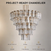 Lustre rond en verre transparent de 60 pouces pour salon, restaurant, duplex, longue escalier, villa, moderne, 5 étages, luxe, grand lustre pour hall