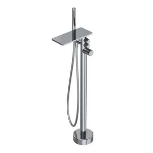 Brass Bathtub Mixer Tap Free Standing Tub Filler Bathtub Faucet with Wand