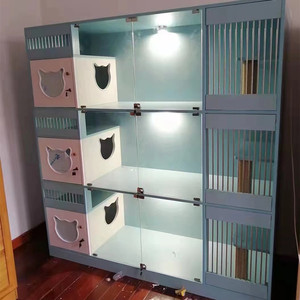 Lüks 3-Layer kedi Villa özelleştirilebilir ahşap kedi kafes sıcak satmak ev mobilyası ile zarif iç Pet House - Product Image 6