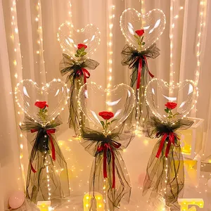 Bouquet de roses Bobo en forme de cœur, 10 pièces, lumineux, à faire soi-même, décoration de scène, Tanabata, pour mariage, fiançailles