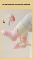 Chaussettes pour femme en coton blanc et rose, à volants et bord ondulé, couleur unie, avec cordon de serrage, pour la maternelle