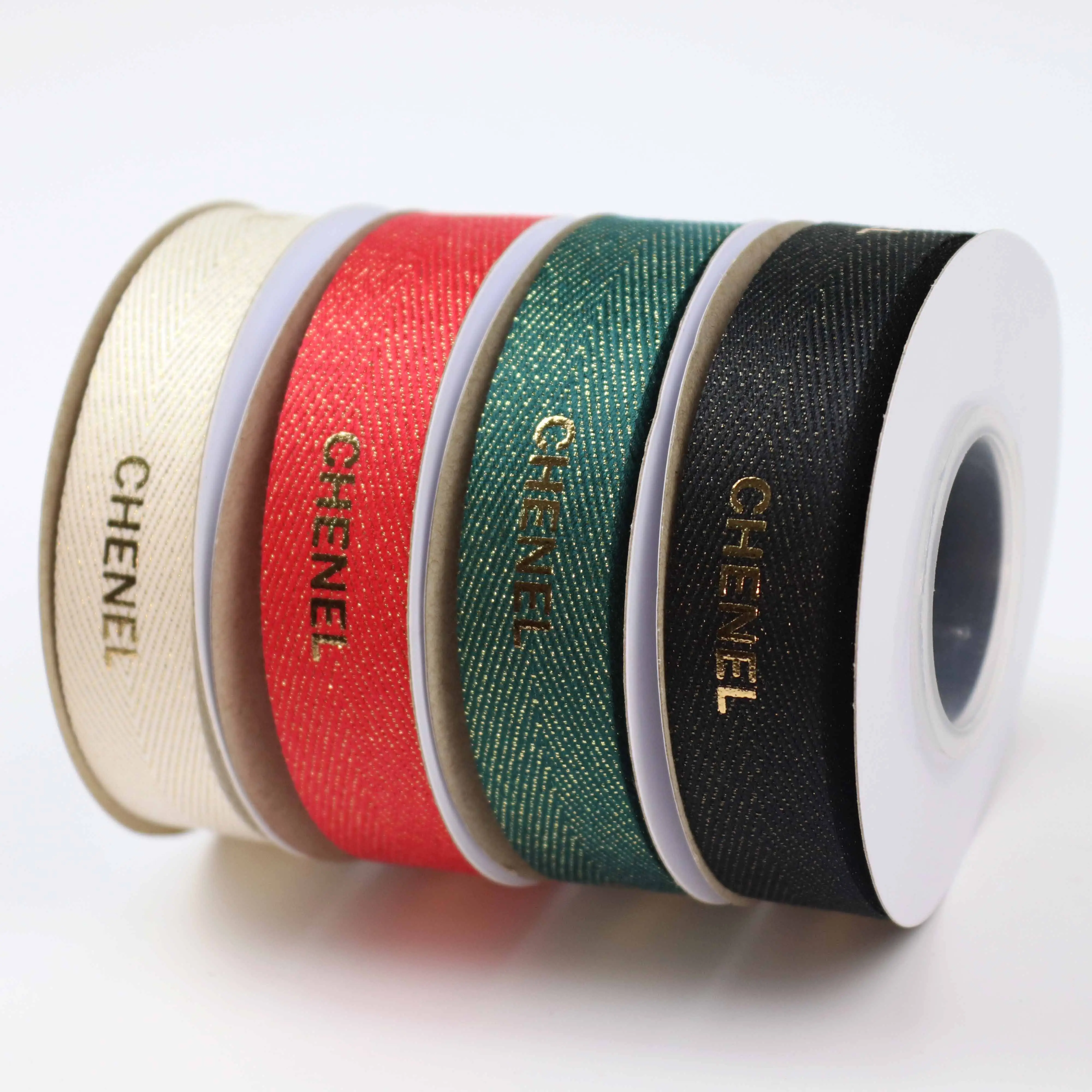 Ribbon Roll Wholesale Custom Logo Gift Packaging Luxury Brand Fabric Ribbon Roll