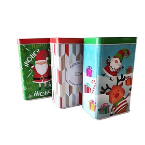 Custom Printing Christmas Decorative Tin Box Food Grade Tall Cookie Tin Box For Storage