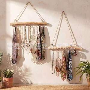 Wooden Branch <b>Wall</b> Hanger Jewelry Display Rack <b>Wall</b> Mounted Multipurpose Accessory <b>Storage</b> Rack For Living Room Decorative Hooks - Product Image 3