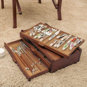 Wooden Office Organizer With Three <b>Drawers</b> Large Capacity Solid Wood Desktop <b>Storage</b> <b>Box</b> Rectangle Shape Standing Type - Product Image 3