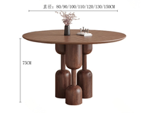 Table à manger ronde en bois massif laqué, fabrication artisanale moderne, 90 cm, 4 chaises, pour villa, appartement, hôtel, 8 personnes