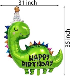 Globo de Aluminio Grande y Adorable de Dinosaurio Verde para Cumpleaños, Globo Metálico de Mylar con Diseño de Dibujos Animados para Decoración de Fiestas Infantiles con Temática de Dinosaurios - Product Image 2