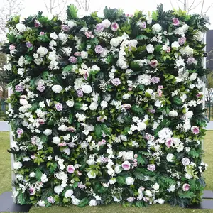 パーティーのセンターピースフラワーガーランドのためのカスタマイズされた結婚式のランナーの装飾の背景ローズシルク造花の壁