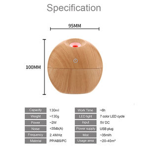 2022 New Mini Portable Mist <b>Diffuser</b> Humidifier with Wood Grain Color LED Light 130ML Mini Humidifier - Product Image 6