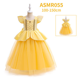 Abito Giallo Lucido per Bambine con Maniche a Sbuffo, Tutù da Balletto a Maniche Lunghe, Design Principessa, Costume di Halloween - Product Image 5