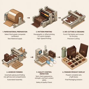 Boîtes de traiteur jetables écologiques personnalisées pour desserts, sucreries, café et biscuits, avec séparateurs pour boîtes alimentaires marron - Product Image 4