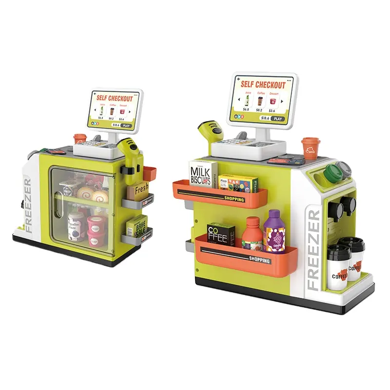 46 Uds. Juguete para jugar a las casitas simulación caja registradora cajero Estación de rol juego plástico supermercado comida juguete