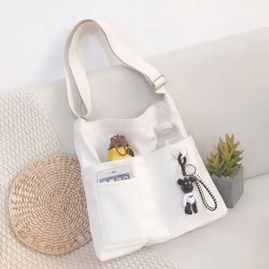 Sac fourre-tout en toile écologique portable et tendance avec fermeture éclair, bandoulière, poche et grande capacité pour le shopping – Vente en gros - Product Image 6