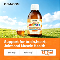Huile de poisson liquide Oméga 3 pour enfants en marque blanche, 200 ml, riche en DHA et EPA pour la santé du cerveau, du cœur et des articulations, fabrication OEM ODM GMP