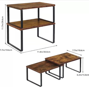 Scaffale Portaoggetti Multifunzionale in <span class=keywords><strong>Legno</strong></span> a 2 Ripiani, Organizzatore per <span class=keywords><strong>Spezie</strong></span> da Cucina, Espositore per Bancone, Armadietto, Soggiorno e Scrivania - Product Image 6