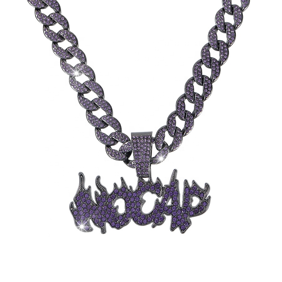 Black Iced Out Chain with NOCAP Letter Pendant Necklace
