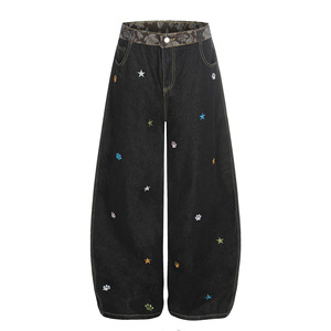 <span class=keywords><strong>Jeans</strong></span> Baggy da Uomo <span class=keywords><strong>a</strong></span> Vita Media in Denim Lavato con Ricamo <span class=keywords><strong>a</strong></span> Stampa di <span class=keywords><strong>Zampa</strong></span> di Stella, Pantaloni Casual Streetwear Vestibilità Larga alla Moda - Product Image 1