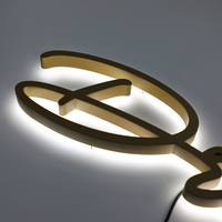 Lettres en relief personnalisées avec rétroéclairage LED doré, logo lumineux 3D pour intérieur et extérieur