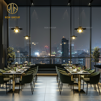 Juego de Muebles Modernos de Lujo Ron Group, Asientos de Restaurante Tapizados en Terciopelo, Silla Tapizada Personalizada, Mesa Cuadrada de Mármol