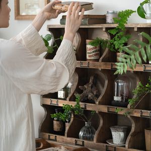 Farmhouse Rustic <strong>Pine</strong> Wood Display <strong>Corner</strong> Ladder Retro Solid Wooden Plant Storage Stand <strong>Shelf</strong> for Living Room - Product Image 3