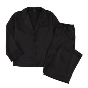 Conjunto de Pijama Holgado de Seda de Hielo para Mujer, Negro y Marrón, Delgado, de Poliéster, Ropa de Dormir para el Hogar - Product Image 5