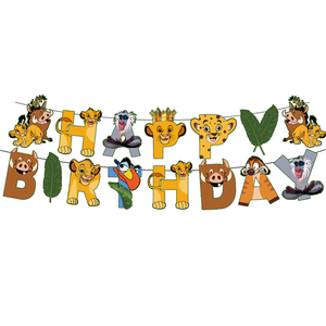 Paleta de papel con tema del <span class=keywords><strong>Rey</strong></span> León de dibujos animados nuevos y modernos, adornos decorativos, mantel, papel de bandera colgante para fiesta de cumpleaños - Product Image 4