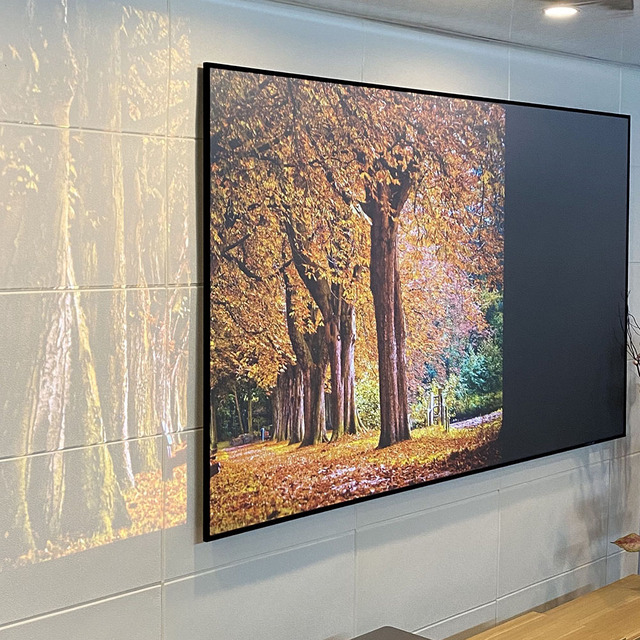 Yinzam 130" Seamless Premium BSP PET ALR Projection Screen Enhanced Gain Wall Mounted 8K UST Fixed Frame ALR Projector Screen