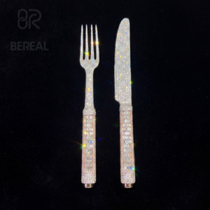 Custom Vvs Moissanite 3D Bling Diamond Utensils Dinner Knife Fork GRA Iced Out 925 <b>Silver</b> 10K 14K 18K Initial Pendant Jewelry - Product Image 1