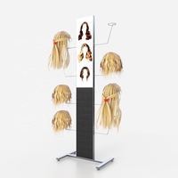 Nouveau magasin de coupe de cheveux étagères en fer noir personnalisé salon de beauté extension de cheveux présentoir pour faisceaux de perruques